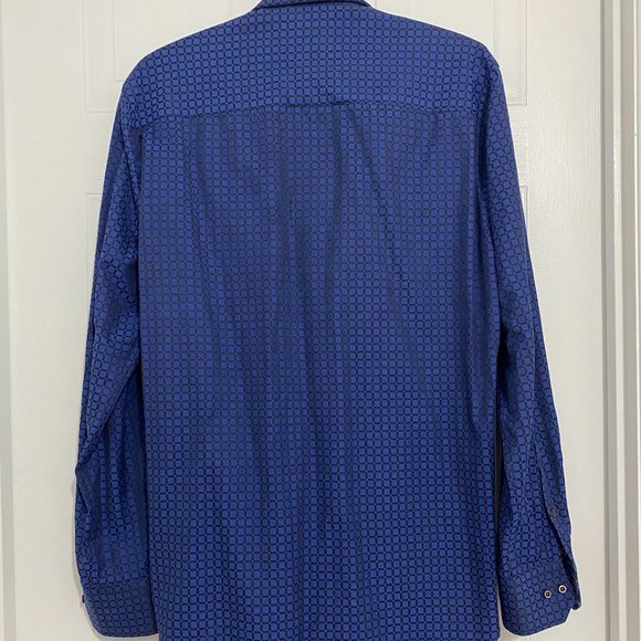Scoop Shirt Men's Long Sleeve Large Blue Button- Up  Foral Flip Cuff. ( 11 A ) - Picture 3 of 6